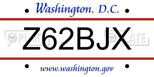 Z62BJX District Of Columbia License Plate