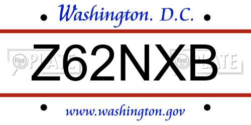 Z62NXB District Of Columbia License Plate