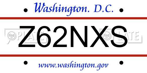 Z62NXS District Of Columbia License Plate