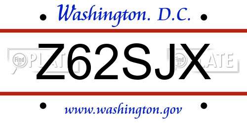 Z62SJX District Of Columbia License Plate