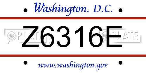 Z6316E District Of Columbia License Plate