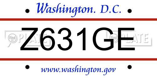 Z631GE District Of Columbia License Plate