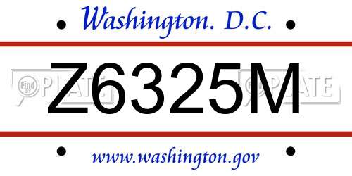 Z6325M District Of Columbia License Plate