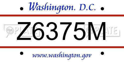 Z6375M District Of Columbia License Plate