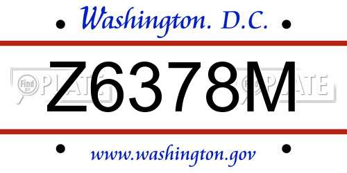 Z6378M District Of Columbia License Plate
