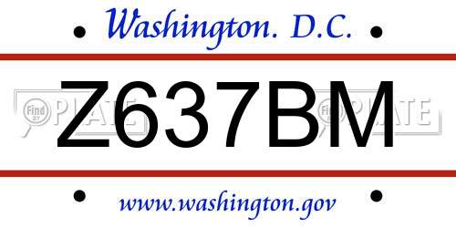 Z637BM District Of Columbia License Plate