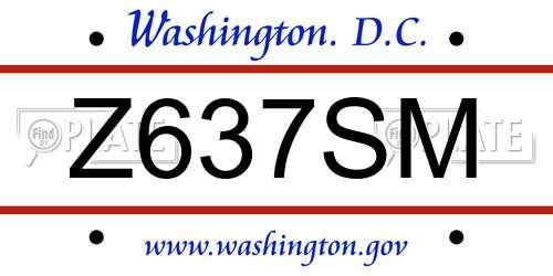 Z637SM District Of Columbia License Plate