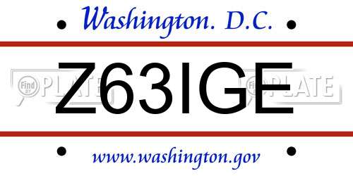 Z63IGE District Of Columbia License Plate