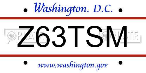 Z63TSM District Of Columbia License Plate