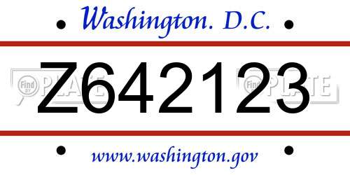 Z642123 District Of Columbia License Plate