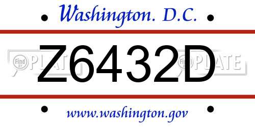 Z6432D District Of Columbia License Plate
