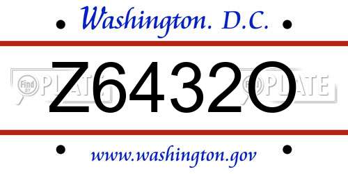 Z6432O District Of Columbia License Plate