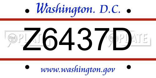 Z6437D District Of Columbia License Plate