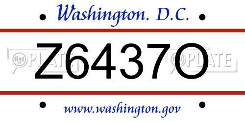 Z6437O District Of Columbia License Plate