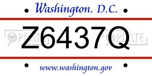 Z6437Q District Of Columbia License Plate