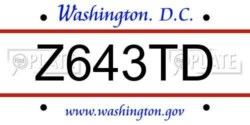 Z643TD District Of Columbia License Plate
