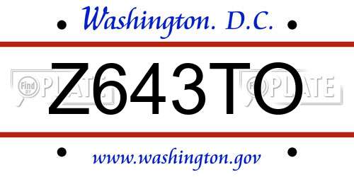 Z643TO District Of Columbia License Plate