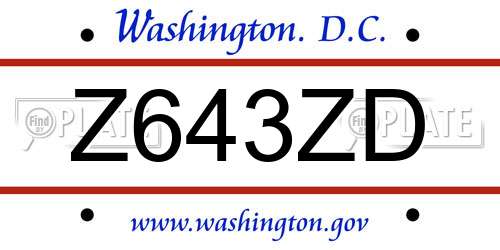 Z643ZD District Of Columbia License Plate