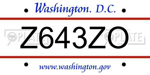 Z643ZO District Of Columbia License Plate