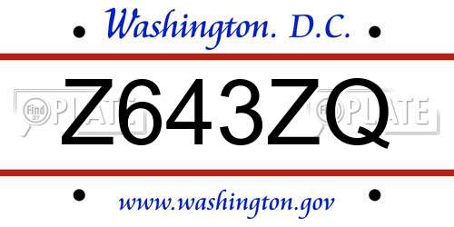 Z643ZQ District Of Columbia License Plate