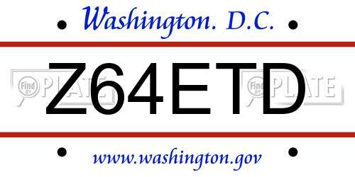 Z64ETD District Of Columbia License Plate