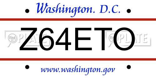Z64ETO District Of Columbia License Plate
