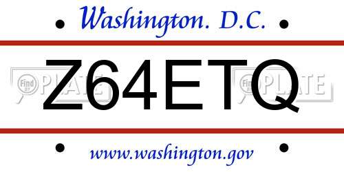 Z64ETQ District Of Columbia License Plate