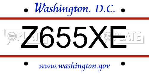 Z655XE District Of Columbia License Plate