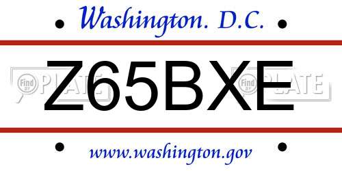 Z65BXE District Of Columbia License Plate