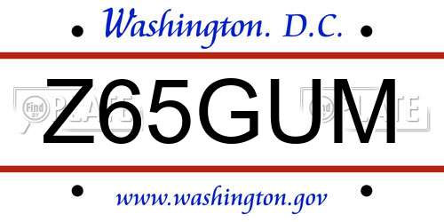 Z65GUM District Of Columbia License Plate