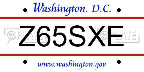 Z65SXE District Of Columbia License Plate