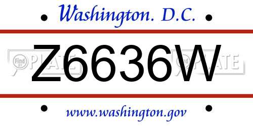 Z6636W District Of Columbia License Plate