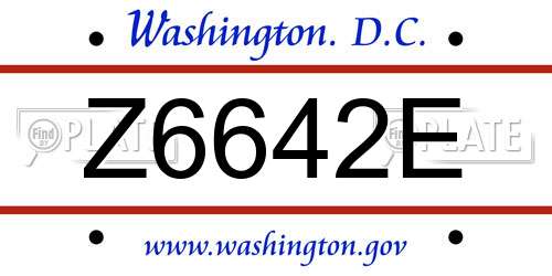 Z6642E District Of Columbia License Plate