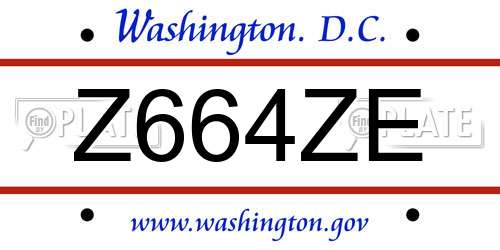 Z664ZE District Of Columbia License Plate