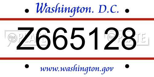 Z665128 District Of Columbia License Plate