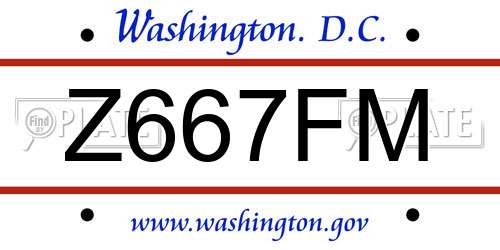 Z667FM District Of Columbia License Plate