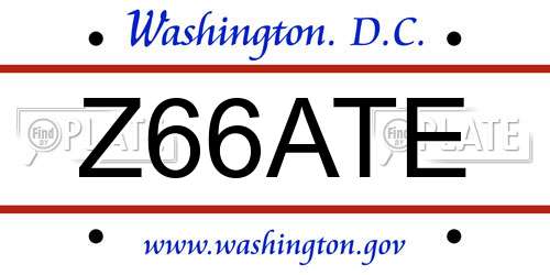 Z66ATE District Of Columbia License Plate