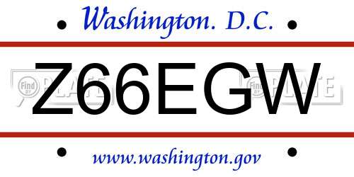 Z66EGW District Of Columbia License Plate