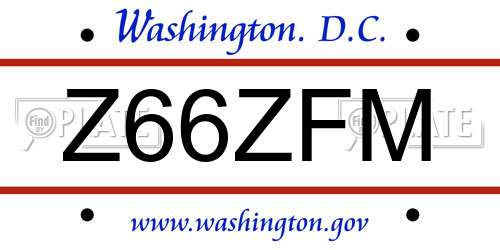 Z66ZFM District Of Columbia License Plate