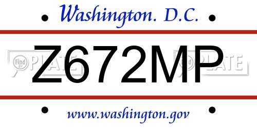 Z672MP District Of Columbia License Plate