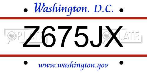 Z675JX District Of Columbia License Plate