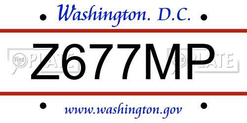 Z677MP District Of Columbia License Plate