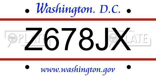 Z678JX District Of Columbia License Plate
