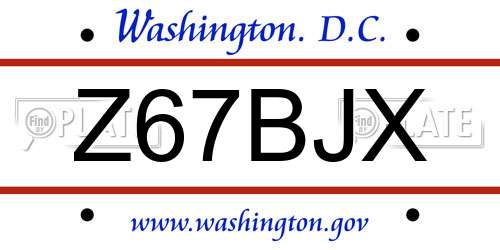 Z67BJX District Of Columbia License Plate