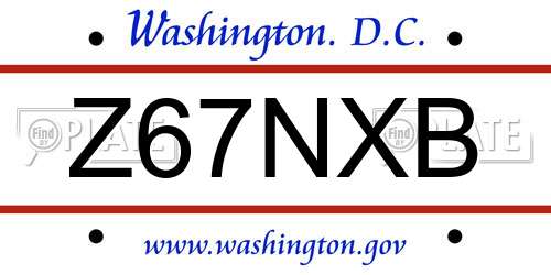 Z67NXB District Of Columbia License Plate