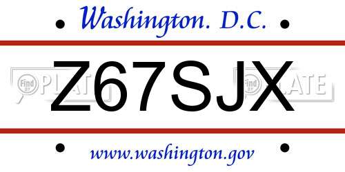 Z67SJX District Of Columbia License Plate