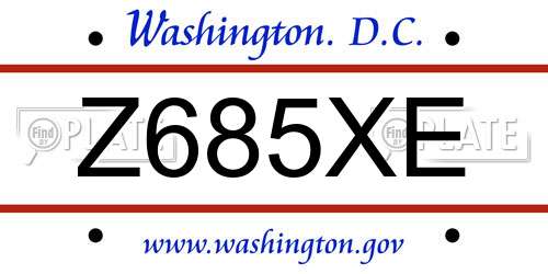 Z685XE District Of Columbia License Plate