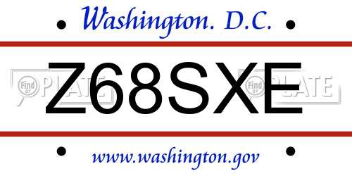 Z68SXE District Of Columbia License Plate