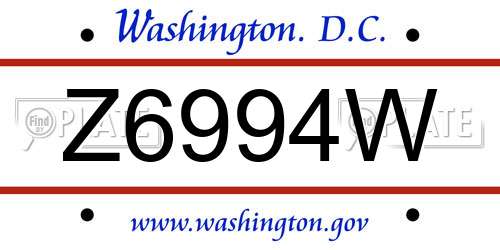 Z6994W District Of Columbia License Plate