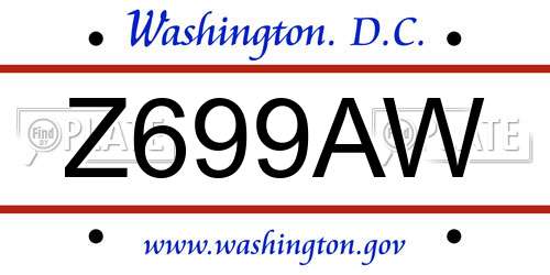 Z699AW District Of Columbia License Plate